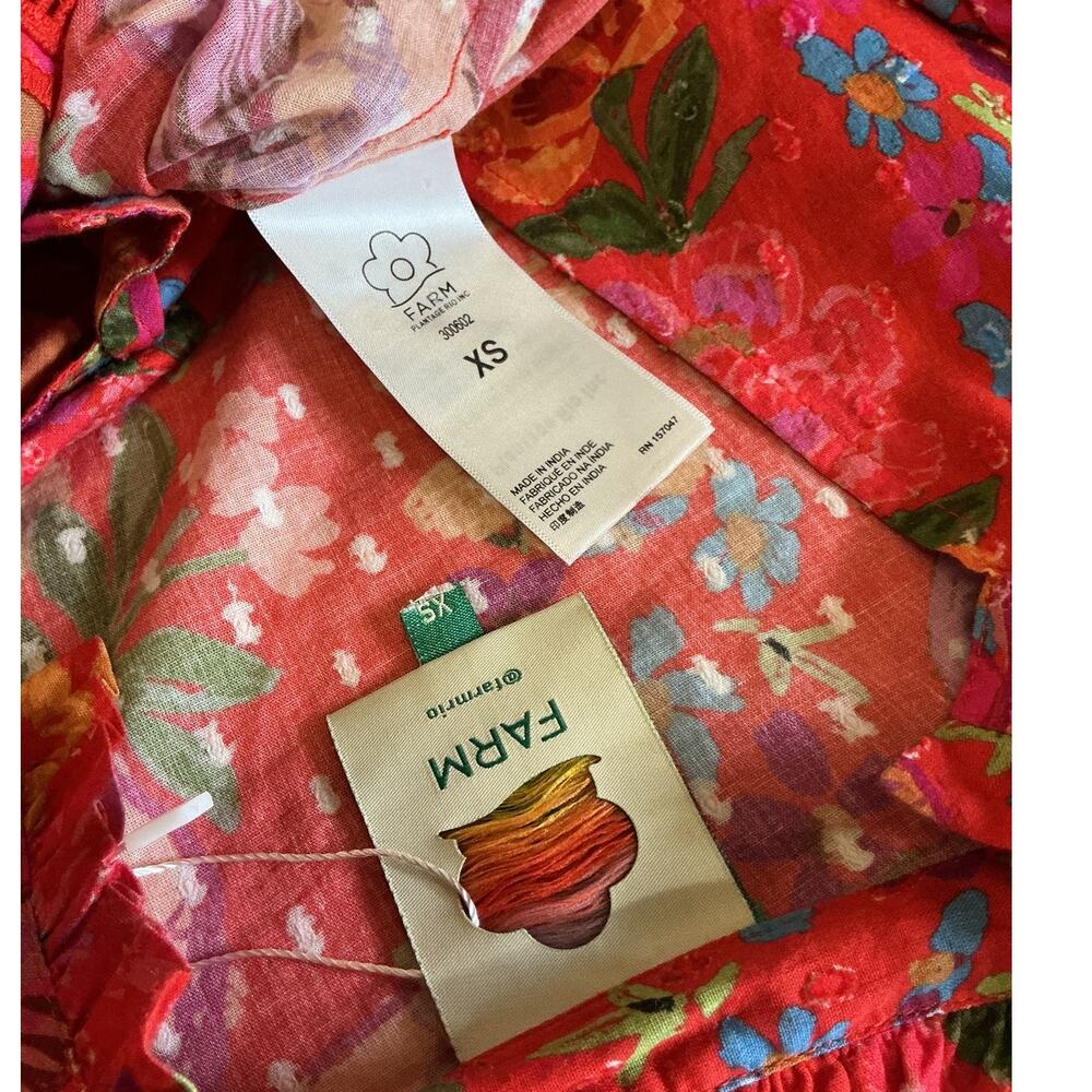 Farm Rio Ruffled Multicolor Spring Bananas Blouse Size XS - Picture 4 of 4
